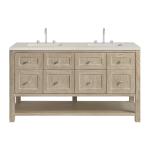 Breckenridge 60" Double Vanity, Whitewashed Oak, w/ 3 CM Siberian Silestone Top