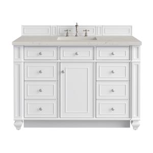 Bristol 48" Single Vanity, Bright White, w/ 3 CM Siberian Silestone Top w/FreePower Wireless Charger