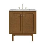 Laurent 30" Single Vanity, Honey Oak w/ 3 CM Eternal Jasmine Pearl Silestone Top