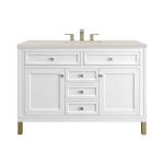 Chicago 48" Single Vanity, Glossy White, w/ 3 CM Siberian Silestone Top