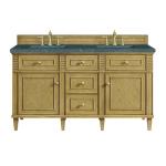 Lorelai 60" Double Vanity, Light Natural Oak w/ 3 CM Parisien Bleu Silestone Top w/FreePower Wireless Charger