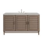Portland 60IN Single Vanity Whitewashed Walnut w/ 3 CM Victorian Silver Silestone Top