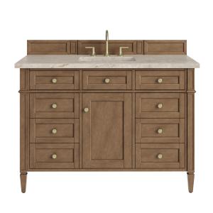 Brittany 48" Single Vanity, Pecan w/ 3 CM Tajnar Eclos Top w/FreePower Wireless Charger