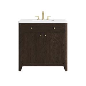Gracyn 36" Single Vanity, Sable, w/ 3 CM White Zeus Quartz Widespread Top