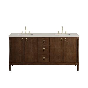 Kinnsden 72" Double Vanity, Sable Oak w/ 3 CM Siberian Silestone Top w/FreePower Wireless Charger