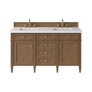 Brittany 60" Double Vanity, Pecan w/ 3 CM White Zeus Silestone Top