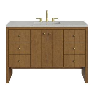 Hudson 48" Single Vanity, Honey Oak w/ 3 CM Lime Delight Silestone Top
