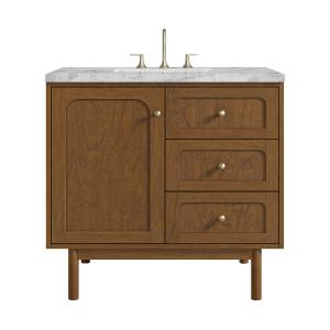 Laurent 36" Single Vanity, Honey Oak w/ 3 CM Carrara Marble Top