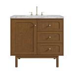 Laurent 36" Single Vanity, Honey Oak w/ 3 CM Carrara Marble Top