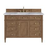 Brittany 48" Single Vanity, Pecan w/ 3 CM Carrara Marble Top