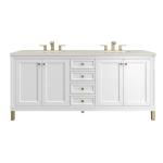 Chicago 72" Double Vanity, Glossy White, w/ 3 CM Siberian Silestone Top w/FreePower Wireless Charger