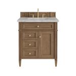 Brittany 30" Single Vanity, Pecan w/ 3 CM Victorian Silver Silestone Top
