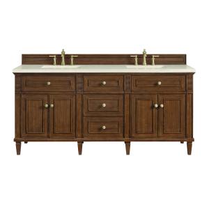 Lorelai 72" Double Vanity, Mid-Century Walnut w/ 3 CM Eternal Marfil Silestone Top