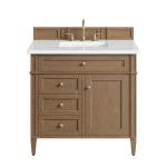 Brittany 36" Single Vanity, Pecan w/ 3 CM White Zeus Silestone Top