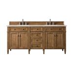 Brittany 72" Double Vanity, Saddle Brown w/ 3 CM Eternal Marfil Silestone Top