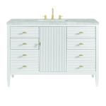 Myrrin 48" Single Vanity, Bright White w/ 3 CM Victorian Silver Silestone Top w/FreePower Wireless Charger