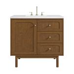 Laurent 36" Single Vanity, Honey Oak w/ 3 CM White Zeus Silestone Top