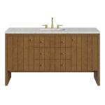 Hudson 60" Single Vanity, Honey Oak w/ 3 CM Eternal Jasmine Pearl Silestone Top