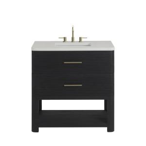 Lucian 36" Single Vanity, Carbon Oak w/ 3 CM White Zeus Silestone Widespread Top