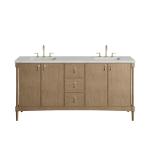 Kinnsden 72" Double Vanity, Weathered Oak w/ 3 CM Ethereal Noctis Silestone Top