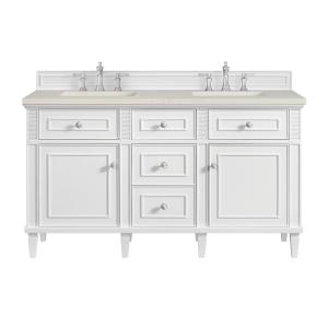 Lorelai 60" Double Vanity, Bright White, w/ 3 CM Siberian Silestone Top