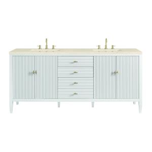 Myrrin 72" Double Vanity, Bright White w/ 3 CM Eternal Marfil Silestone Top