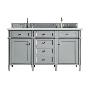Brittany 60" Double Vanity, Urban Gray w/ 3 CM Ethereal Noctis Silestone Top w/FreePower Wireless Charger