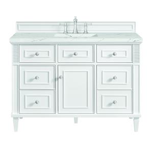 Lorelai 48" Single Vanity, Bright White w/ 3 CM Ethereal Noctis Silestone Top w/FreePower Wireless Charger
