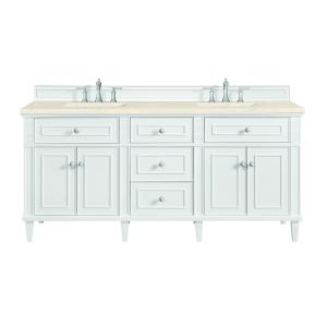 Lorelai 72" Double Vanity, Bright White w/ 3 CM Eternal Marfil Silestone Top