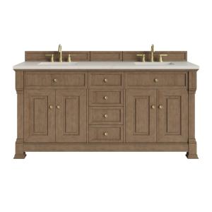 Brookfield 72" Double Vanity, Pecan, w/ 3 CM Siberian Silestone Top