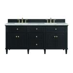 Lorelai 72" Double Vanity, Black Onyx w/ 3 CM Victorian Silver Silestone Top w/FreePower Wireless Charger
