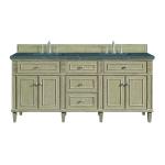 Lorelai 72" Double Vanity, Whitewashed Oak w/ 3 CM Parisien Bleu Silestone Top w/FreePower Wireless Charger