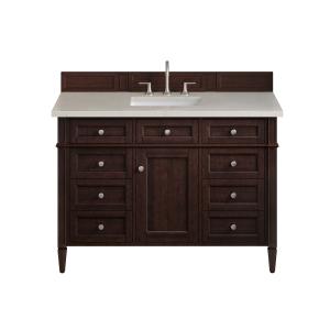 Brittany 48" Single Vanity, Burnished Mahogany, w/ 3 CM Siberian Silestone Top