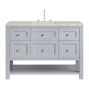 Breckenridge 48" Single Vanity, Serenity Blue, w/ 3 CM Victorian Silver Quartz Top w/FreePower Wireless Charger