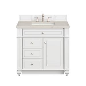 Bristol 36" Single Vanity, Bright White, w/ 3 CM Siberian Silestone Top