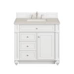 Bristol 36" Single Vanity, Bright White, w/ 3 CM Siberian Silestone Top