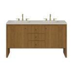 Hudson 60" Double Vanity, Honey Oak w/ 3 CM Siberian Silestone Top
