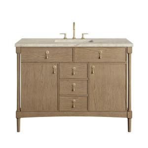 Kinnsden 48" Single Vanity, Weathered Oak w/ 3 CM Tajnar Eclos Top w/FreePower Wireless Charger
