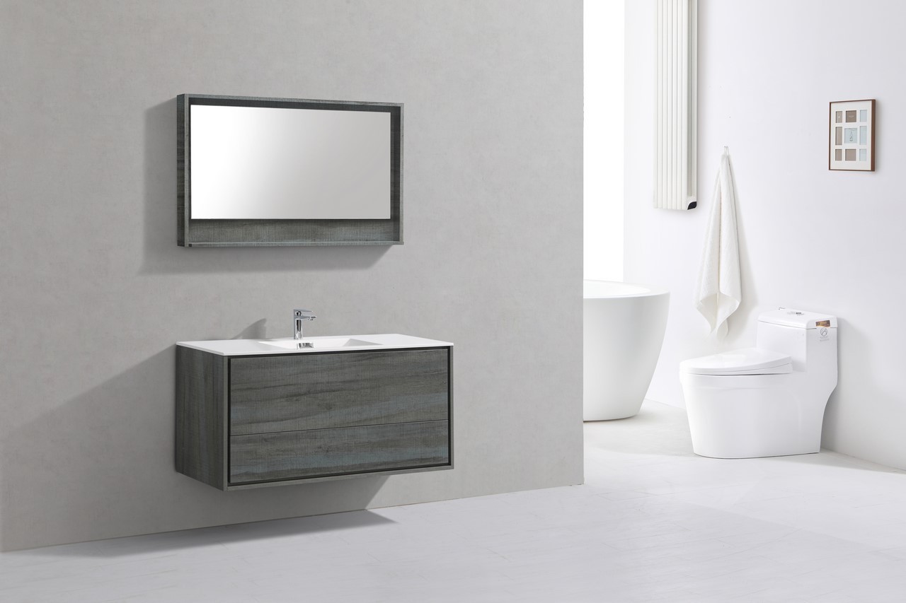 DeLusso Wall Mount Modern Bathroom Vanity