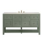 Breckenridge 60" Single Vanity, Smokey Celadon, w/ 3 CM Siberian Silestone Top w/FreePower Wireless Charger