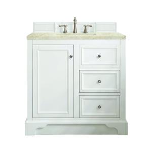 De Soto 36" Single Vanity, Bright White, w/ 3 CM Tajnar Eclos Top
