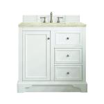 De Soto 36" Single Vanity, Bright White, w/ 3 CM Tajnar Eclos Top