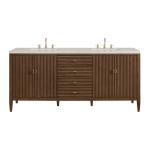 Myrrin 72" Vanity, Mid Century Walnut, w/ 3 CM Siberian Silestone Top w/FreePower Wireless Charger