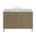Chicago 48" Single Vanity, Walnut Whisper, w/ 3 CM Eternal Jasmine Pearl Silestone® Top w/FreePower Wireless Charger