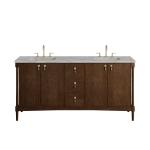 Kinnsden 72" Double Vanity, Sable Oak w/ 3 CM Victorian Silver Silestone Top