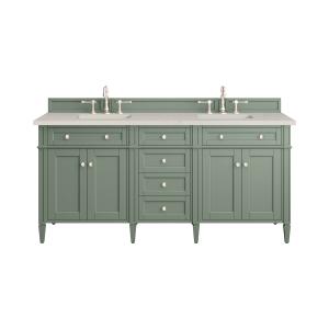 Brittany 72" Double Vanity, Smokey Celadon, w/ 3 CM Siberian Silestone Top