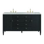 Myrrin 60" Double Vanity, Carbon Oak w/ 3 CM Eternal Jasmine Pearl Silestone Top w/FreePower Wireless Charger