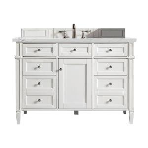 Brittany 48" Single Vanity, Bright White w/ 3 CM Ethereal Noctis Silestone Top w/FreePower Wireless Charger