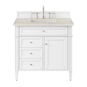 Brittany 36" Single Vanity in Bright White, w/ 3 CM Siberian Silestone Top