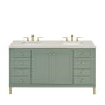 Chicago 60" Double Vanity, Smokey Celadon, w/ 3 CM Siberian Silestone Top w/FreePower Wireless Charger